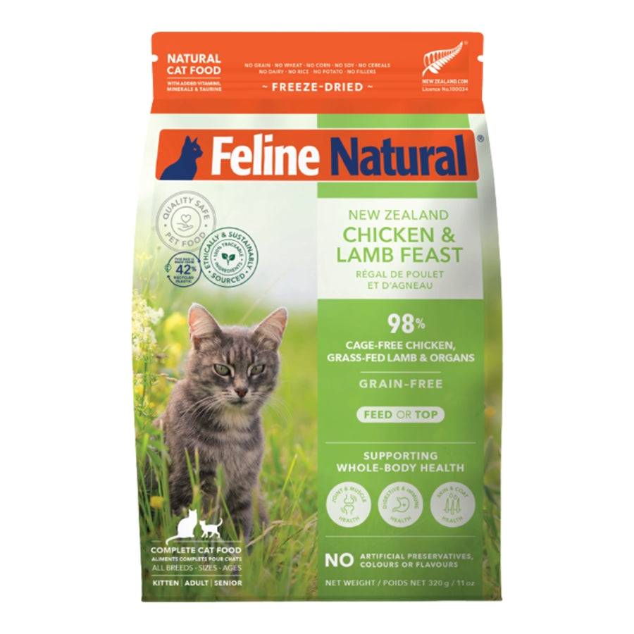 Feline Natural Freeze-Dried Chicken &amp; Lamb Feast Topper or Cat Food