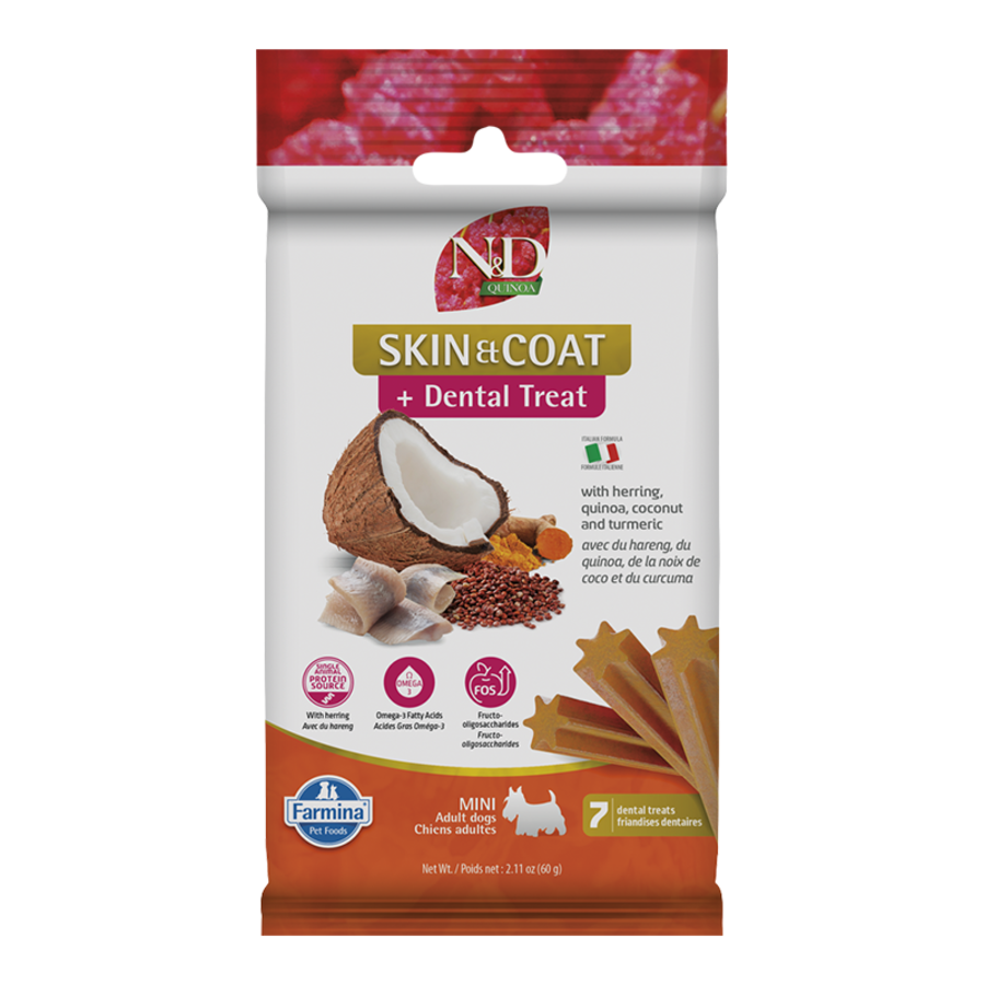 Farmina N&D Quinoa Skin & Coat + Dental Treat Herring & Coconut Mini Dog Treats