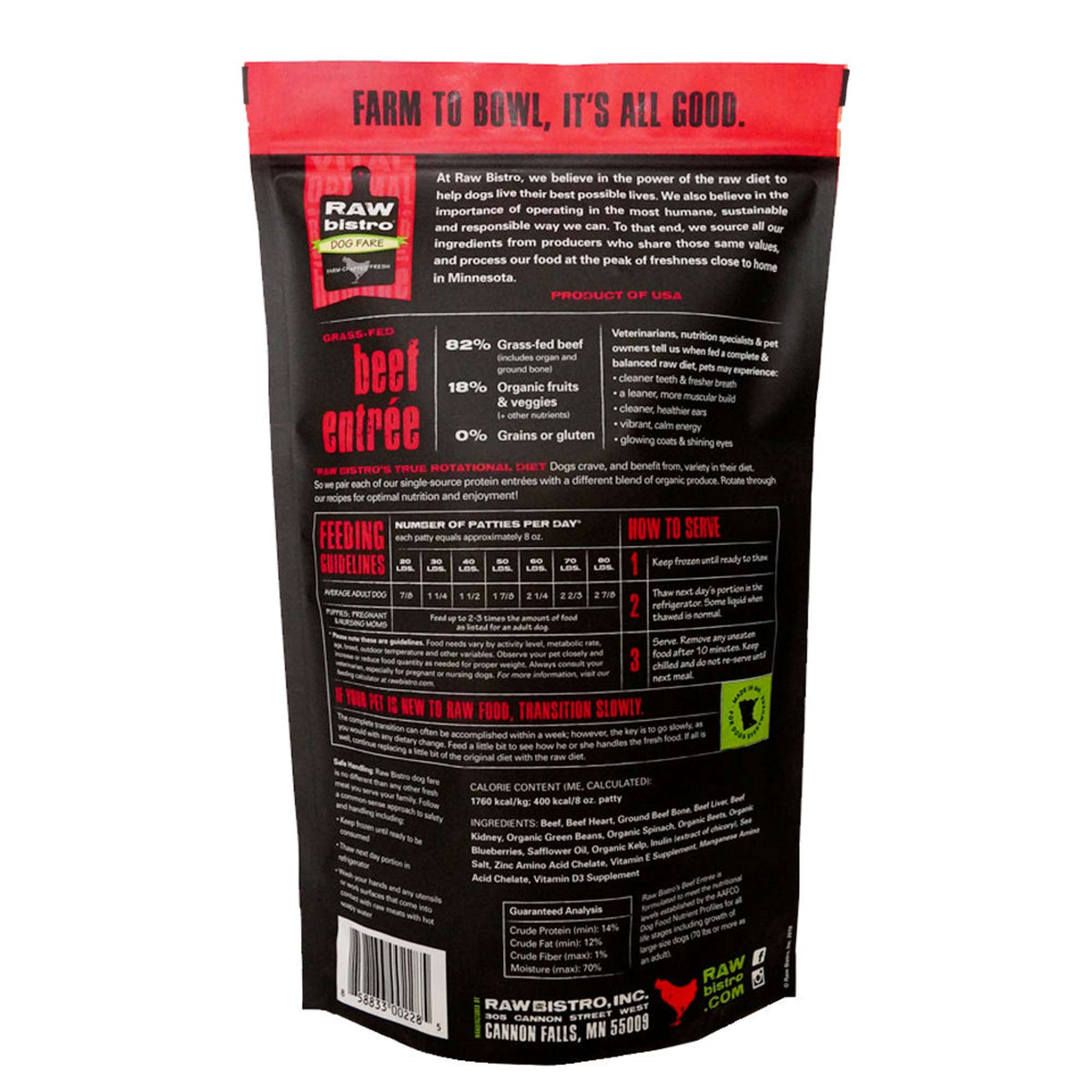 Raw Bistro Grass-Fed Beef Entrée Frozen Raw Dog Food