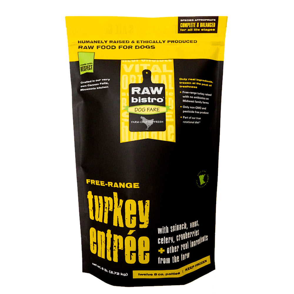 Raw Bistro Free-Range Turkey Entrée Frozen Raw Dog Food