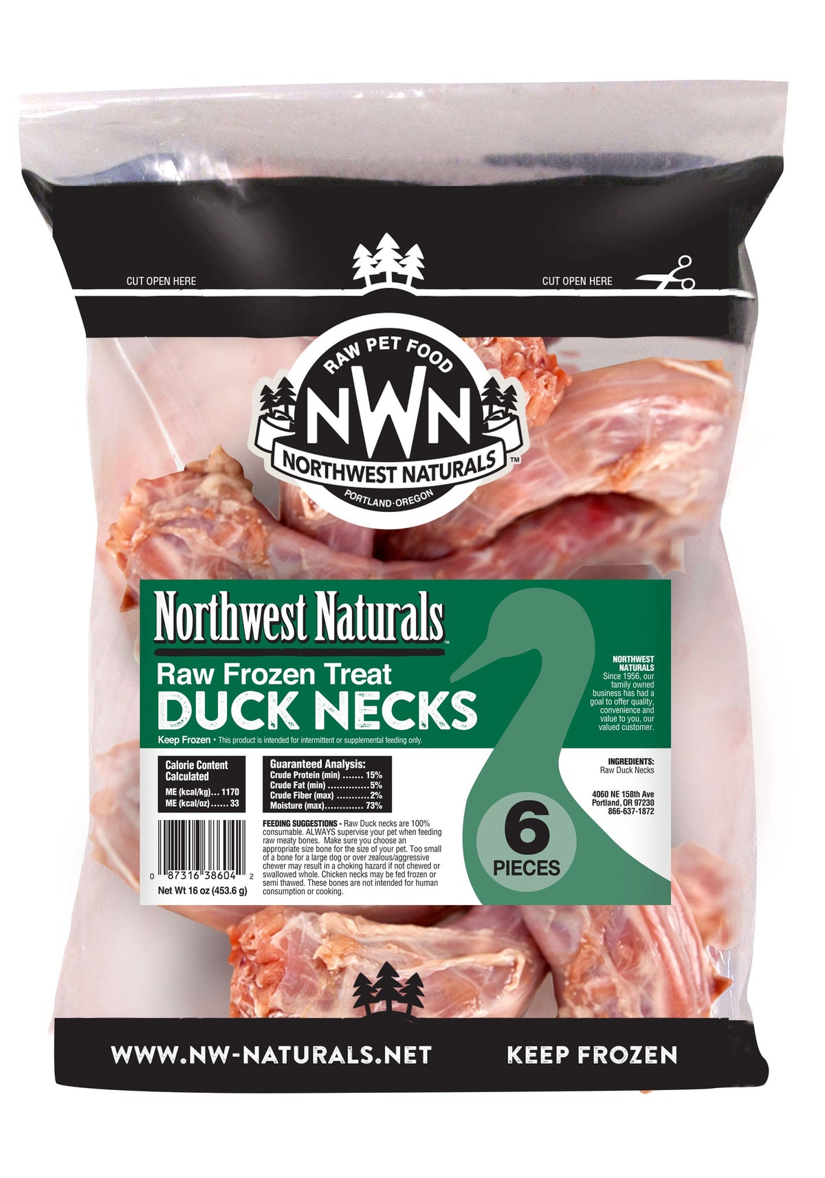 Northwest Naturals Frozen Raw Duck Necks Dog &amp; Cat Treat