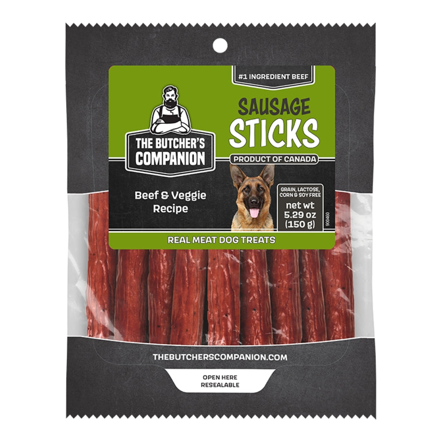 The Butcher&#39;s Companion Beef &amp; Veggie Sausage Sticks Dog Treats
