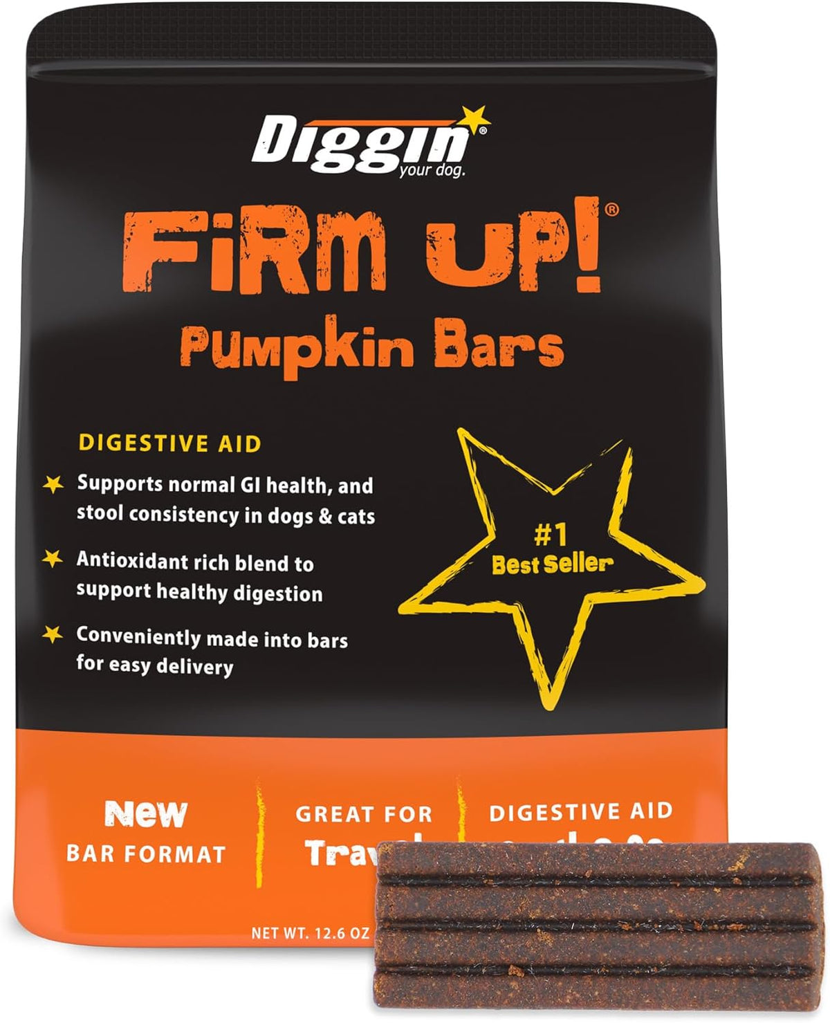 Diggin Your Dog Firm Up! Pumpkin Bars Digestive Aid Dog &amp; Cat Supplement