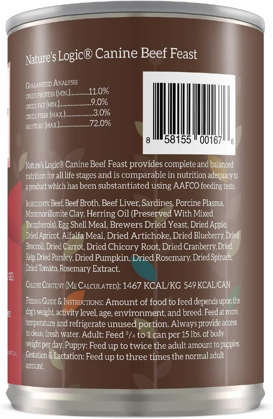 Nature&#39;s Logic Canine Beef Feast Canned Dog Food
