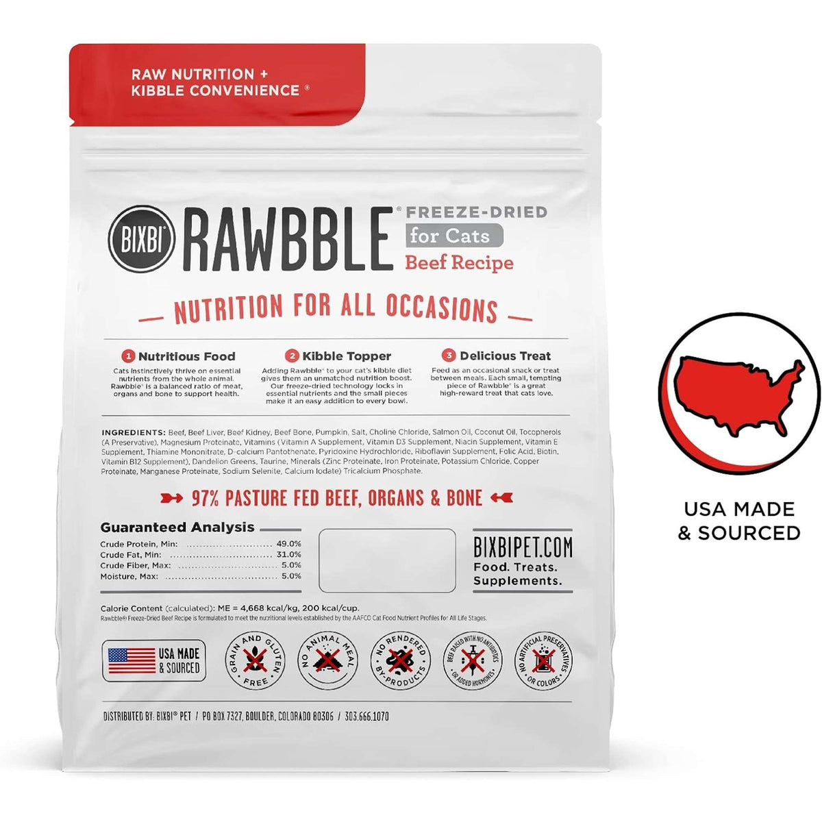 Bixbi Rawbble Freeze-Dried Grain Free Beef Cat Food