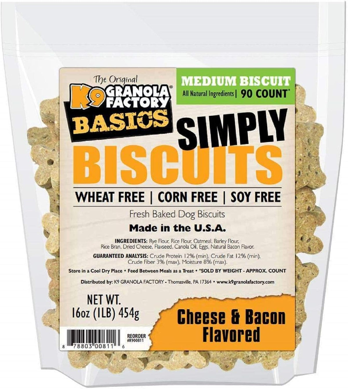 K9 Granola Factory Simply Biscuits Cheese &amp; Bacon Dog Treats
