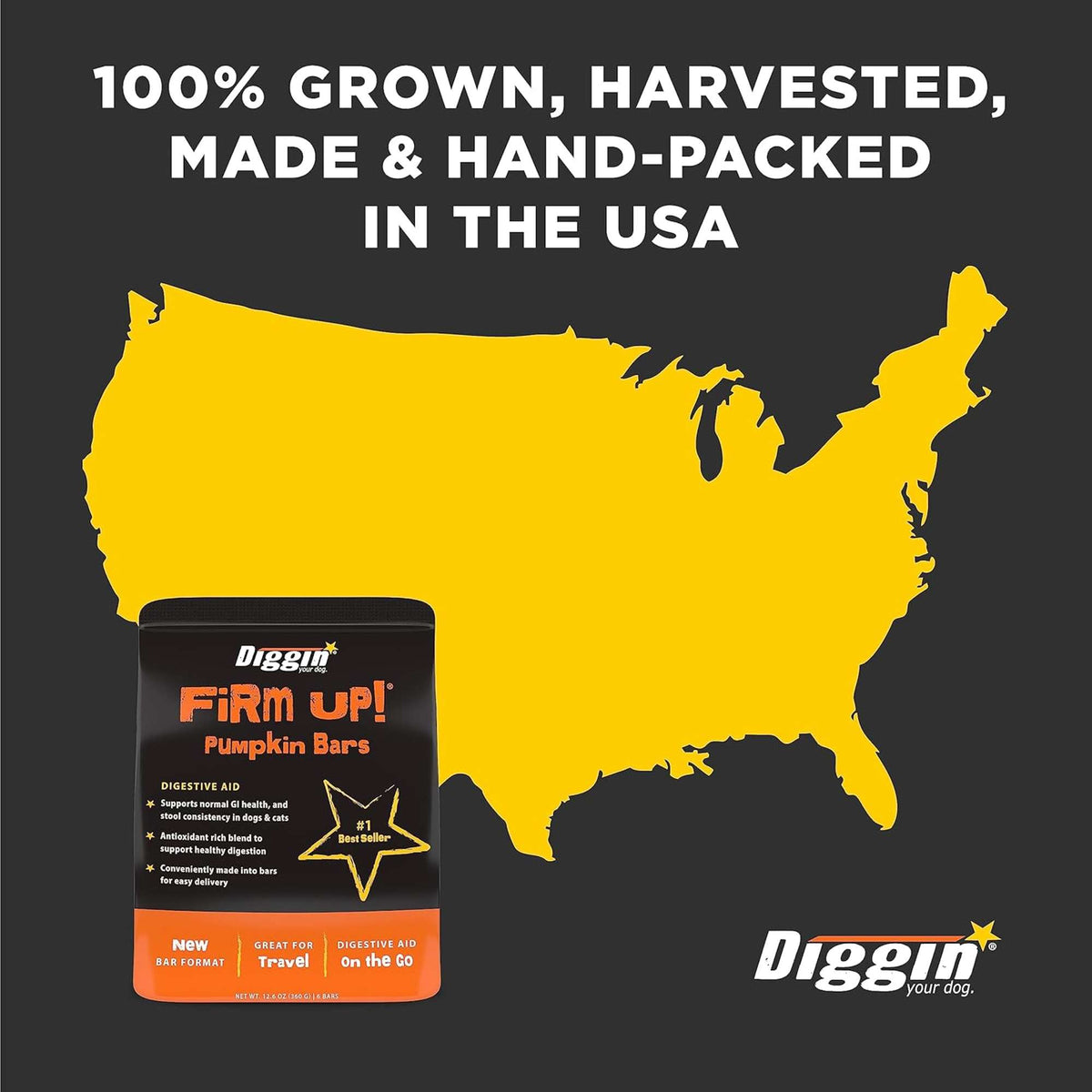 Diggin Your Dog Firm Up! Pumpkin Bars Digestive Aid Dog &amp; Cat Supplement