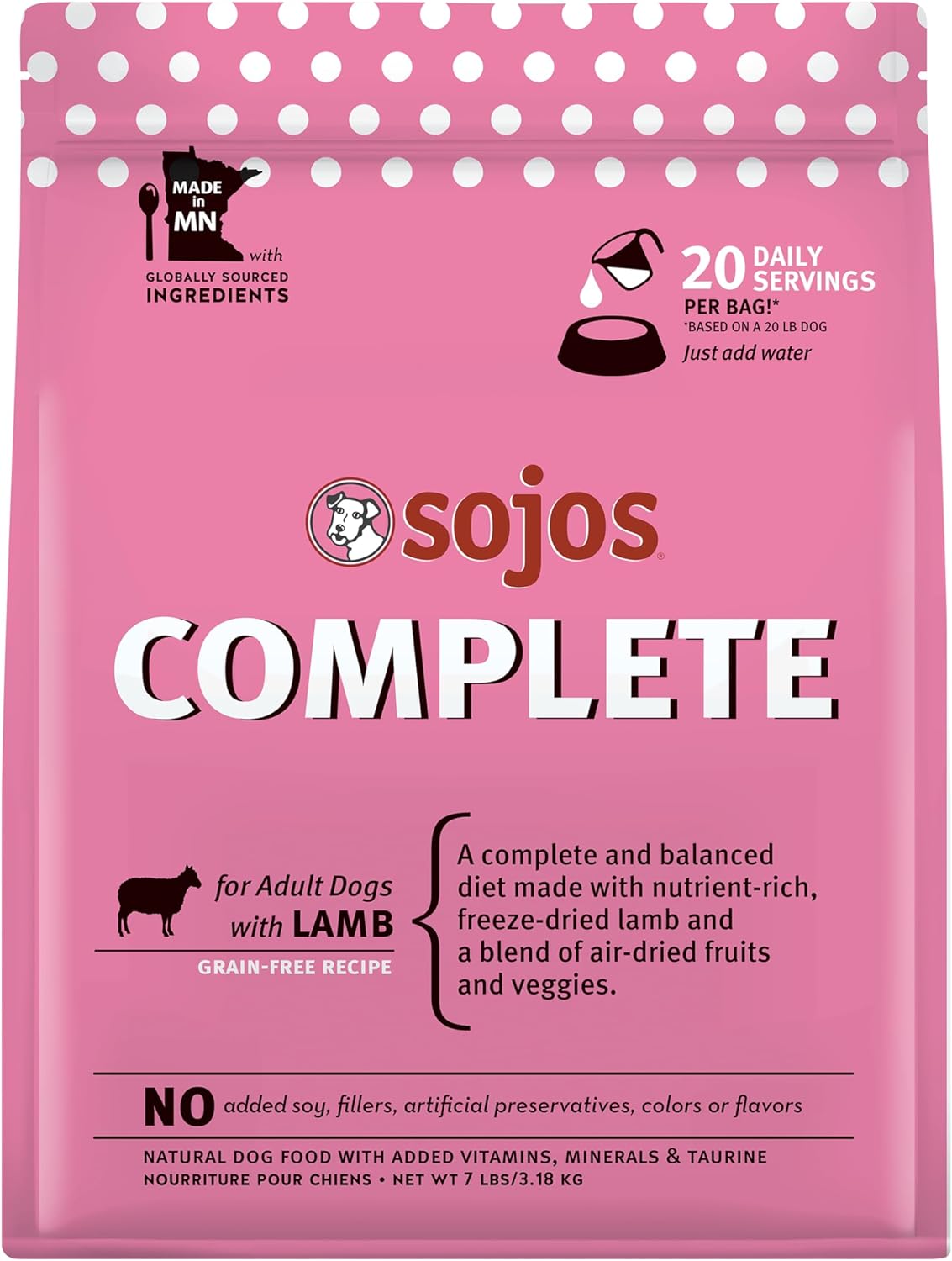 Sojos Freeze-Dried Raw Complete Lamb Dog Food