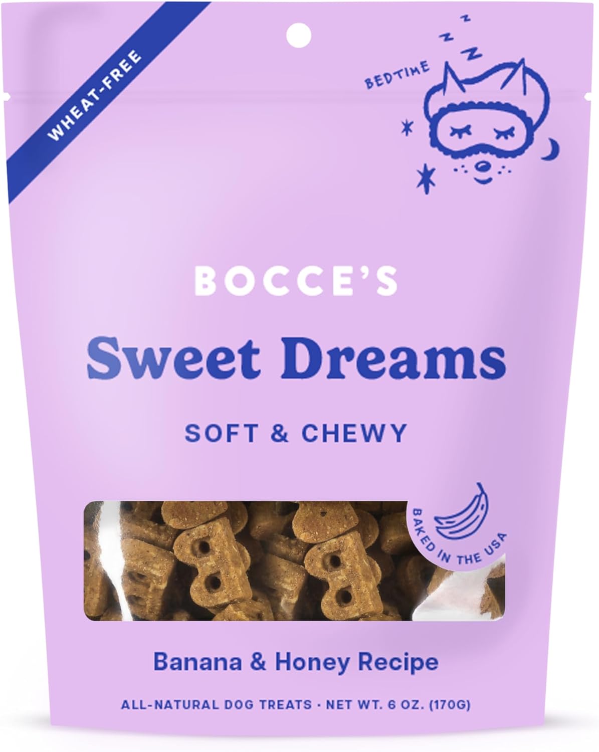 Bocce&#39;s Bakery Dailies Sweet Dreams Chamomile, Banana and Honey Soft and Chewy Dog Treats
