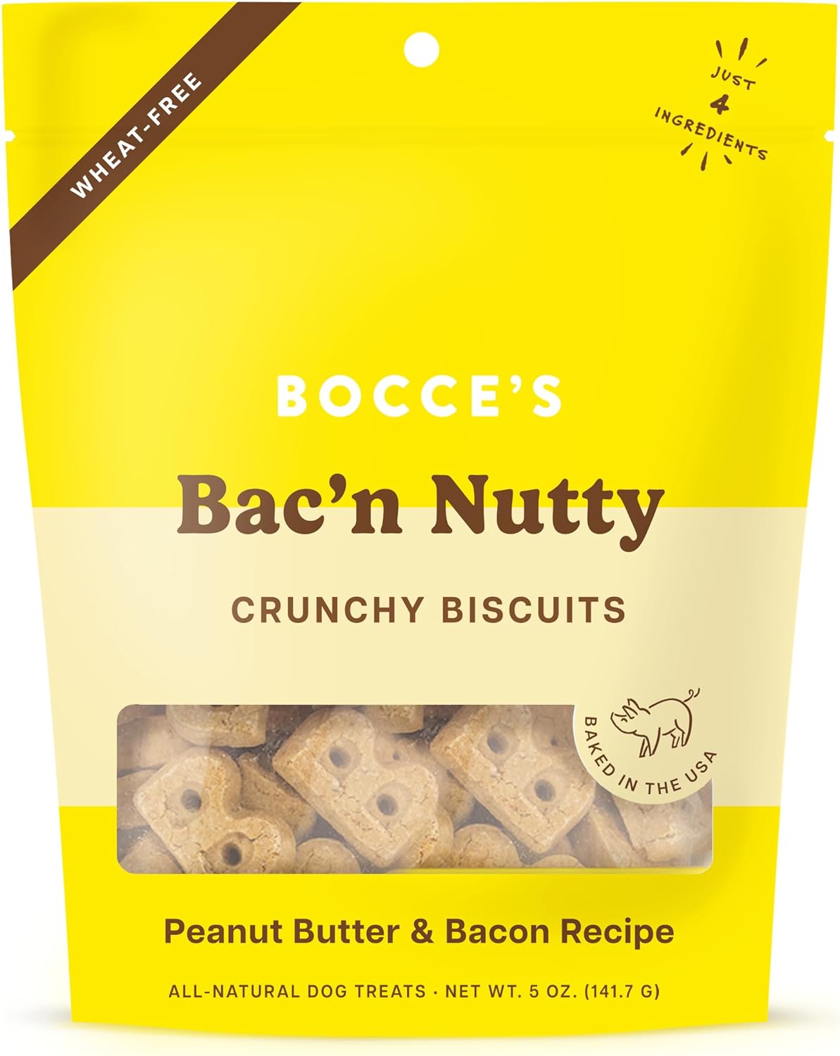 Bocce&#39;s Bakery Bac&#39;n Nutty Peanut Butter and Bacon Crunchy Biscuits Dog Treats
