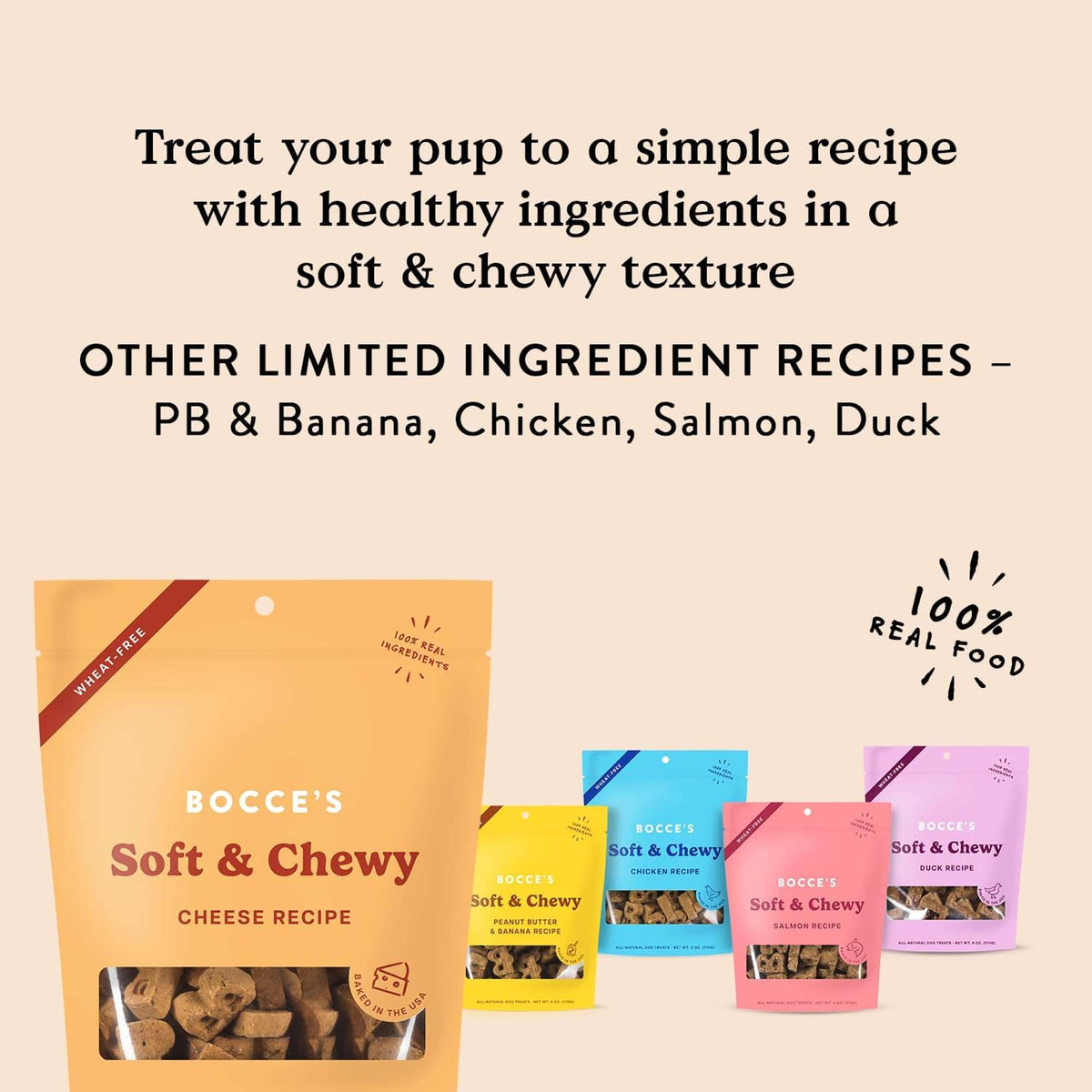 Bocce&#39;s Bakery Soft and Chewy Cheese Recipe Dog Treats