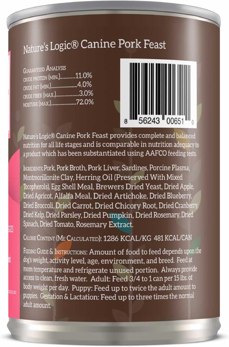 Nature&#39;s Logic Canine Pork Feast Canned Dog Food