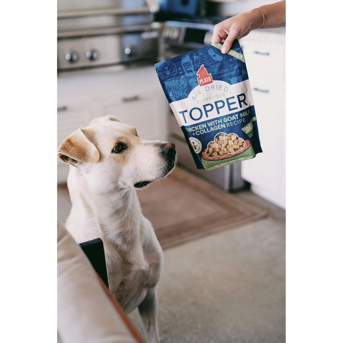 Plato Pet Treats Air Dried Topper Chicken with Goat Milk for Dog