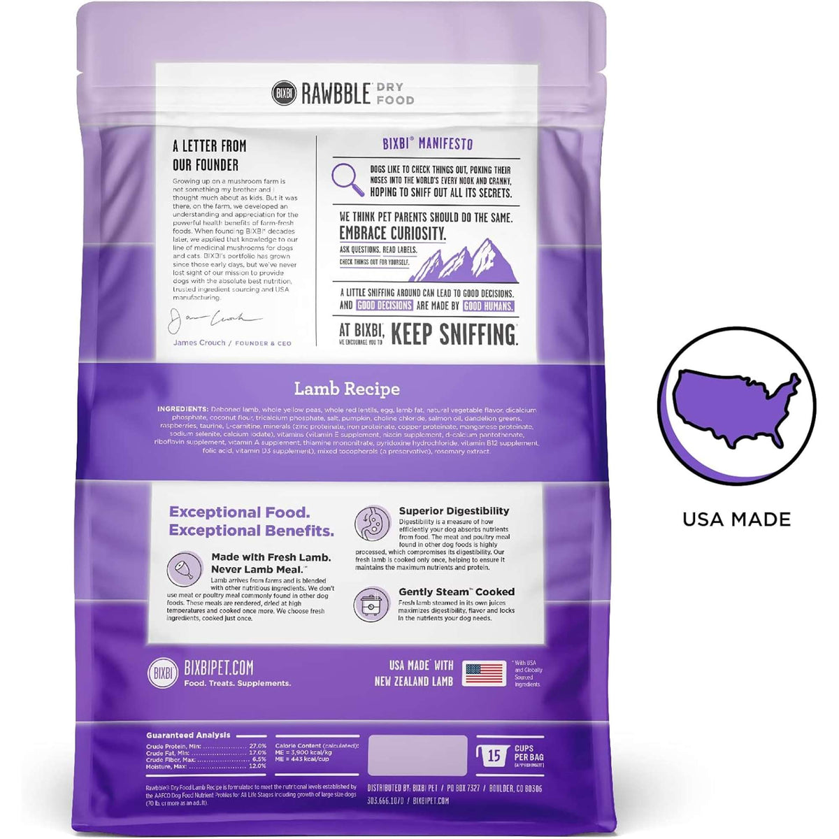 Bixbi Rawbble Freeze-Dried Raw Coated Grain Free Lamb Dog Food