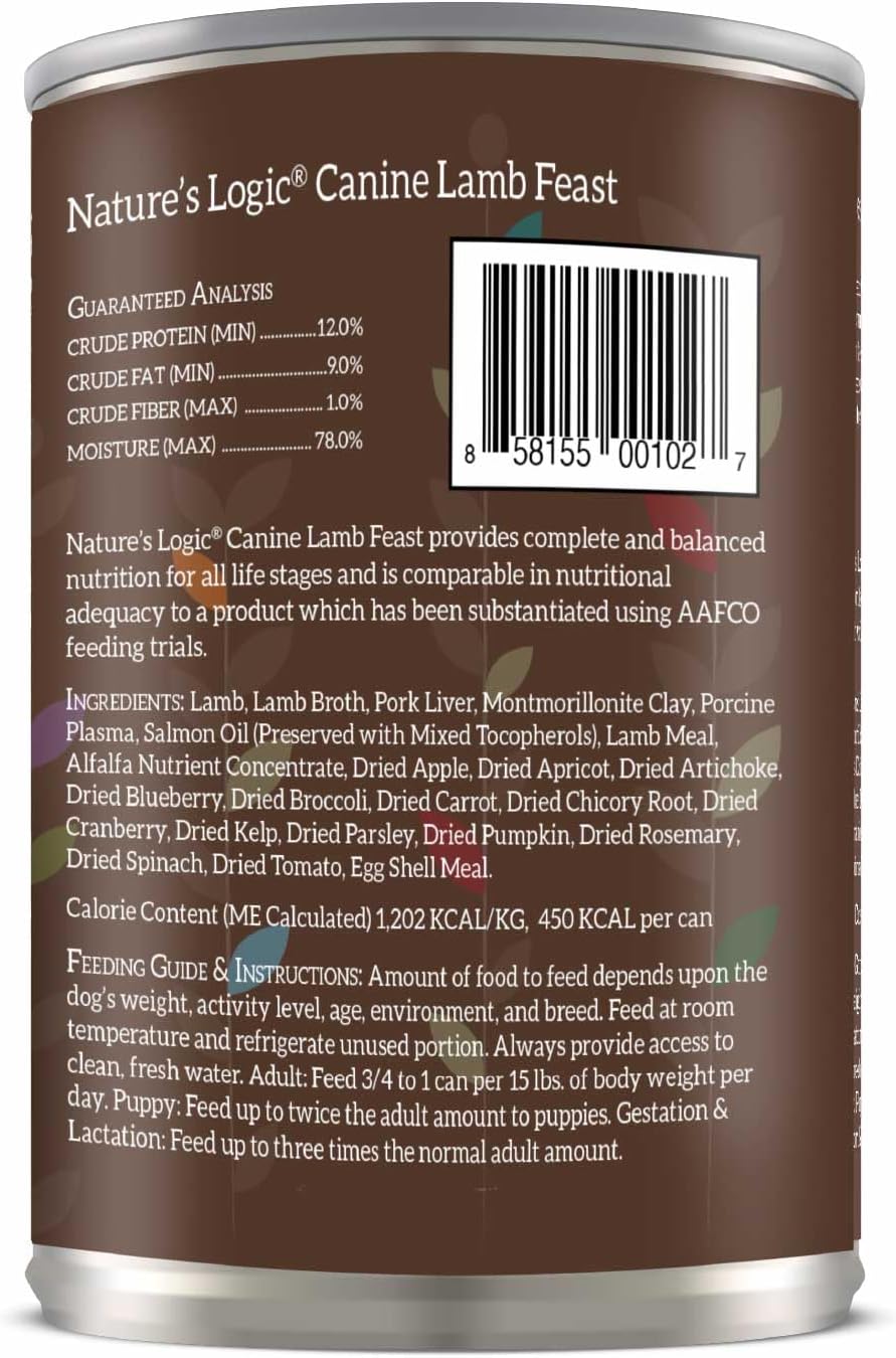 Nature&#39;s Logic Canine Lamb Feast Canned Dog Food