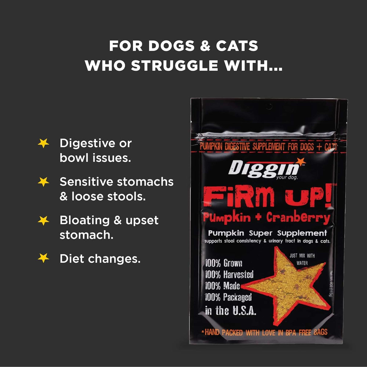 Diggin Your Dog Firm Up! Cranberry Supplement for Dogs