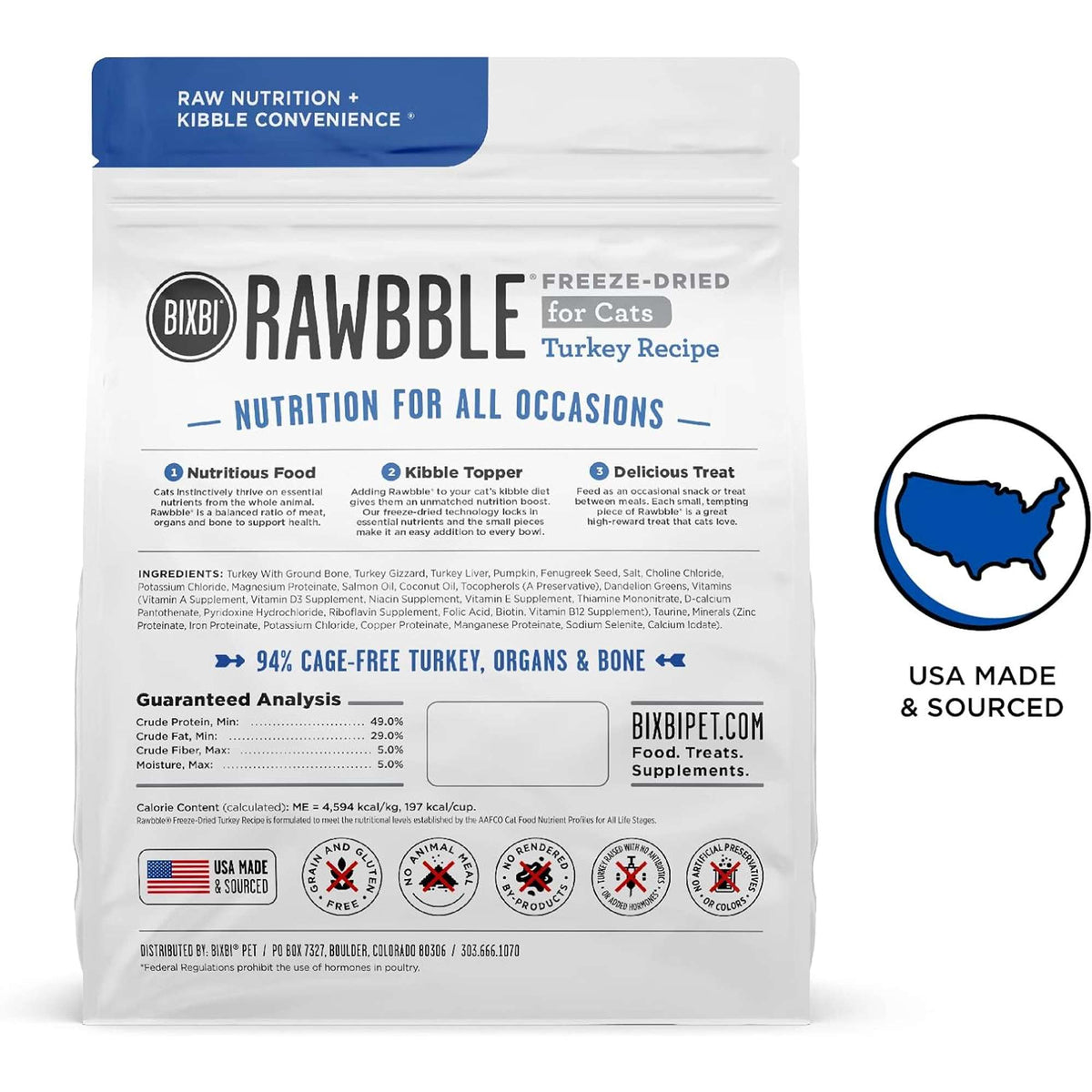 Bixbi Rawbble Freeze-Dried Grain Free Turkey Cat Food