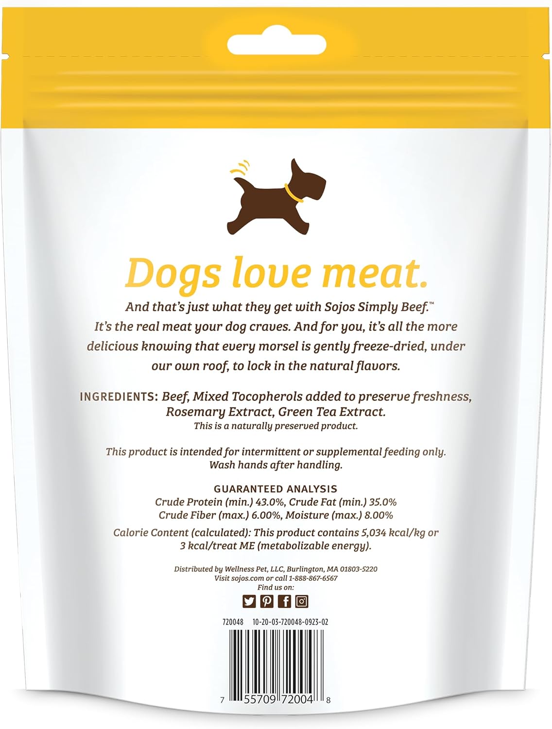 Sojos Freeze-Dried Raw Simply Beef Dog Treats