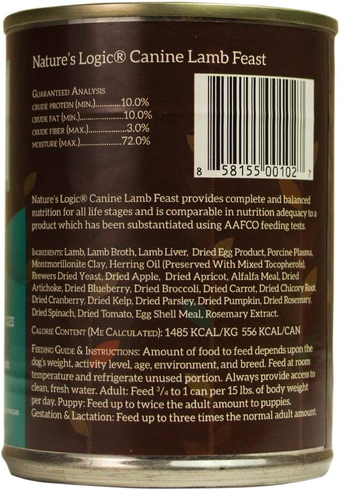 Nature&#39;s Logic Canine Lamb Feast Canned Dog Food