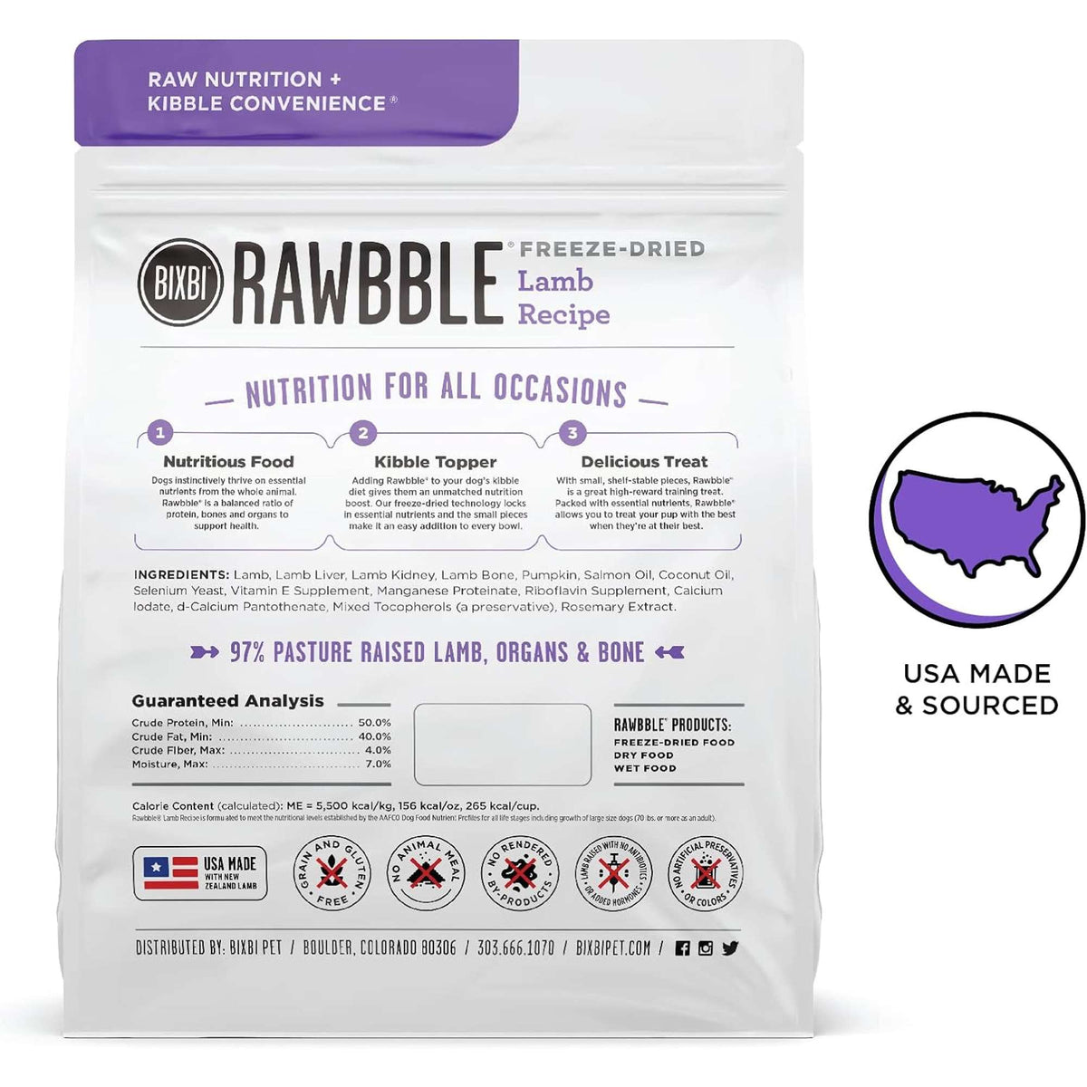 Bixbi Rawbble Freeze-Dried Lamb Dog Food