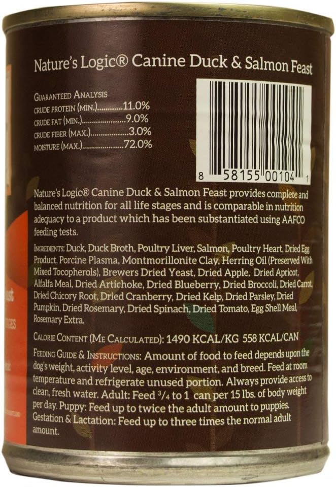 Nature&#39;s Logic Canine Duck &amp; Salmon Feast Canned Dog Food