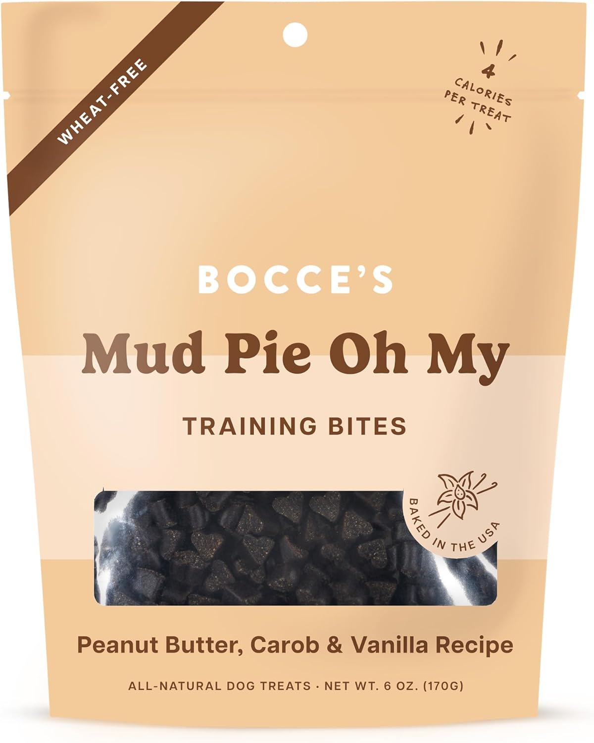 Bocce&#39;s Bakery Mud Pie Oh My Peanut Butter, Carob and Vanilla Training Bites Dog Treats