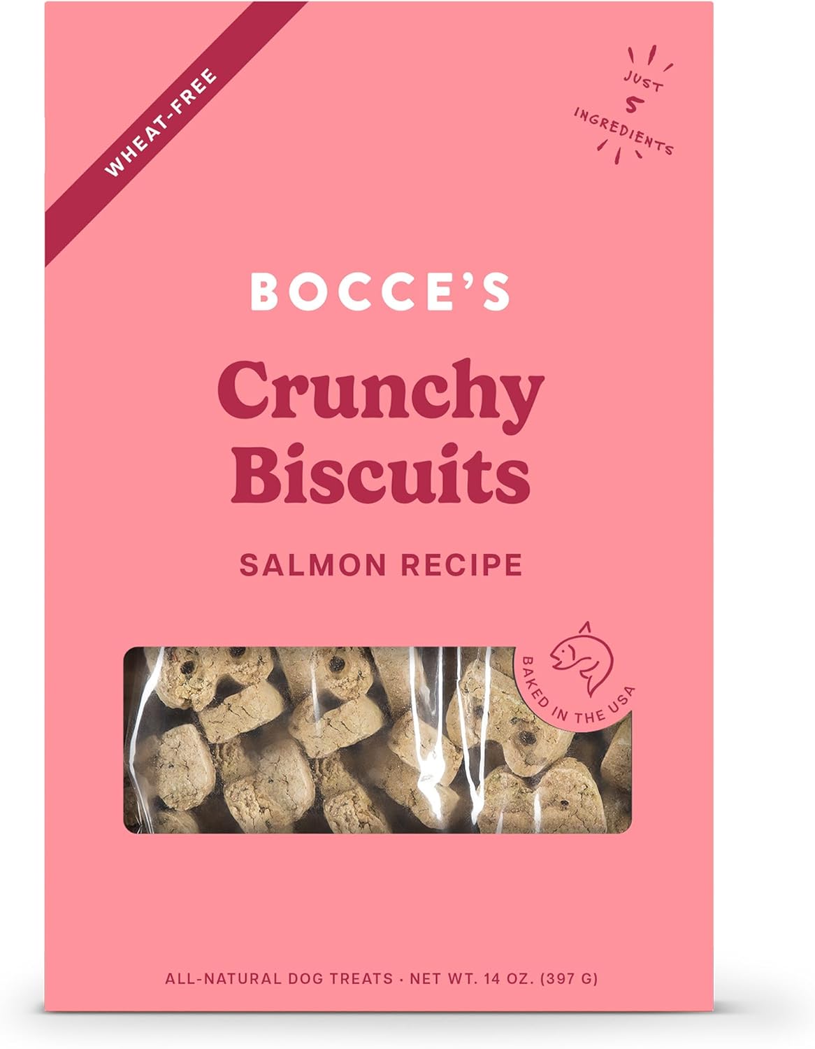 Bocce&#39;s Bakery Oven Baked Salmon Crunchy Biscuits Dog Treats