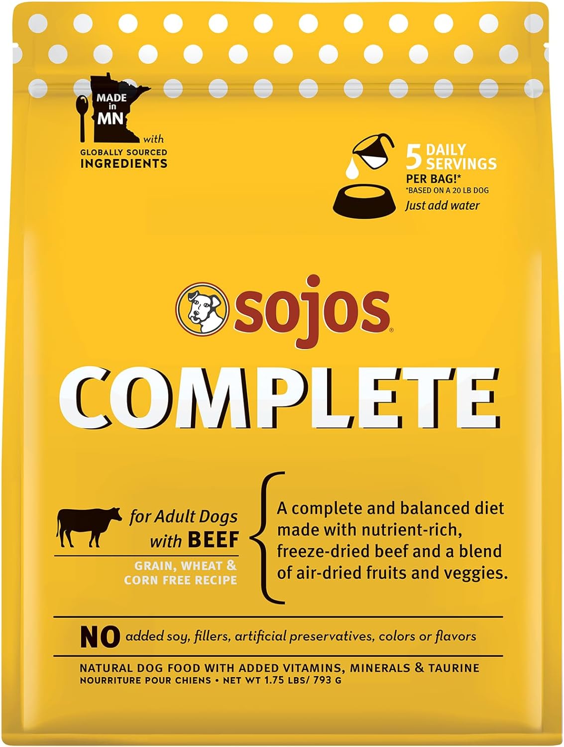 Sojos Freeze-Dried Raw Complete Beef Dog Food