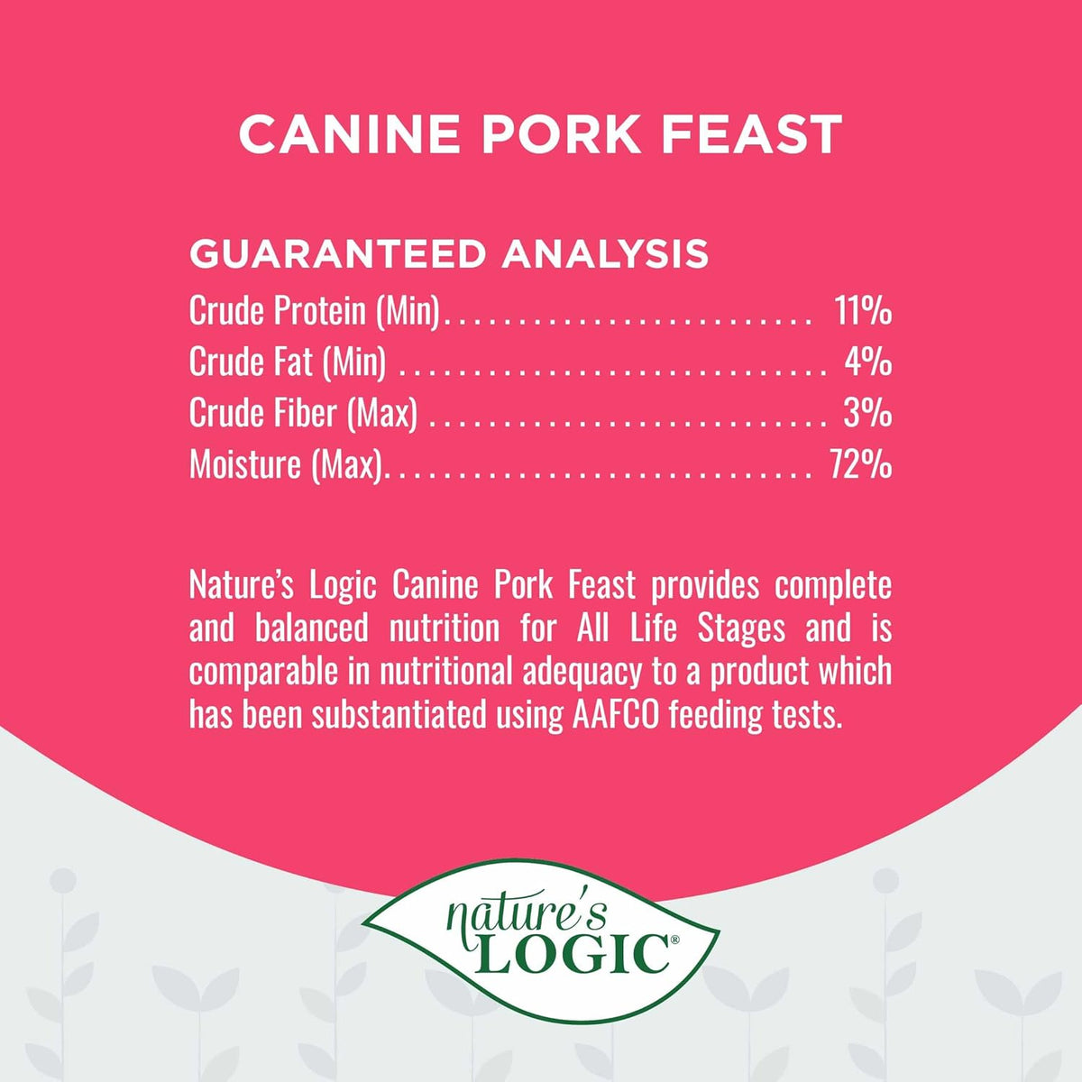 Nature&#39;s Logic Canine Pork Feast Canned Dog Food