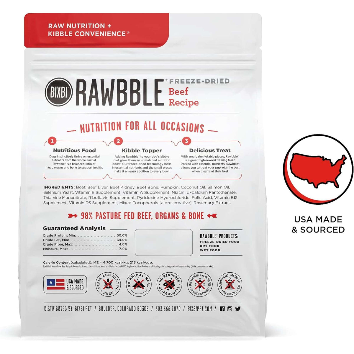 Bixbi Rawbble Freeze-Dried Beef Dog Food