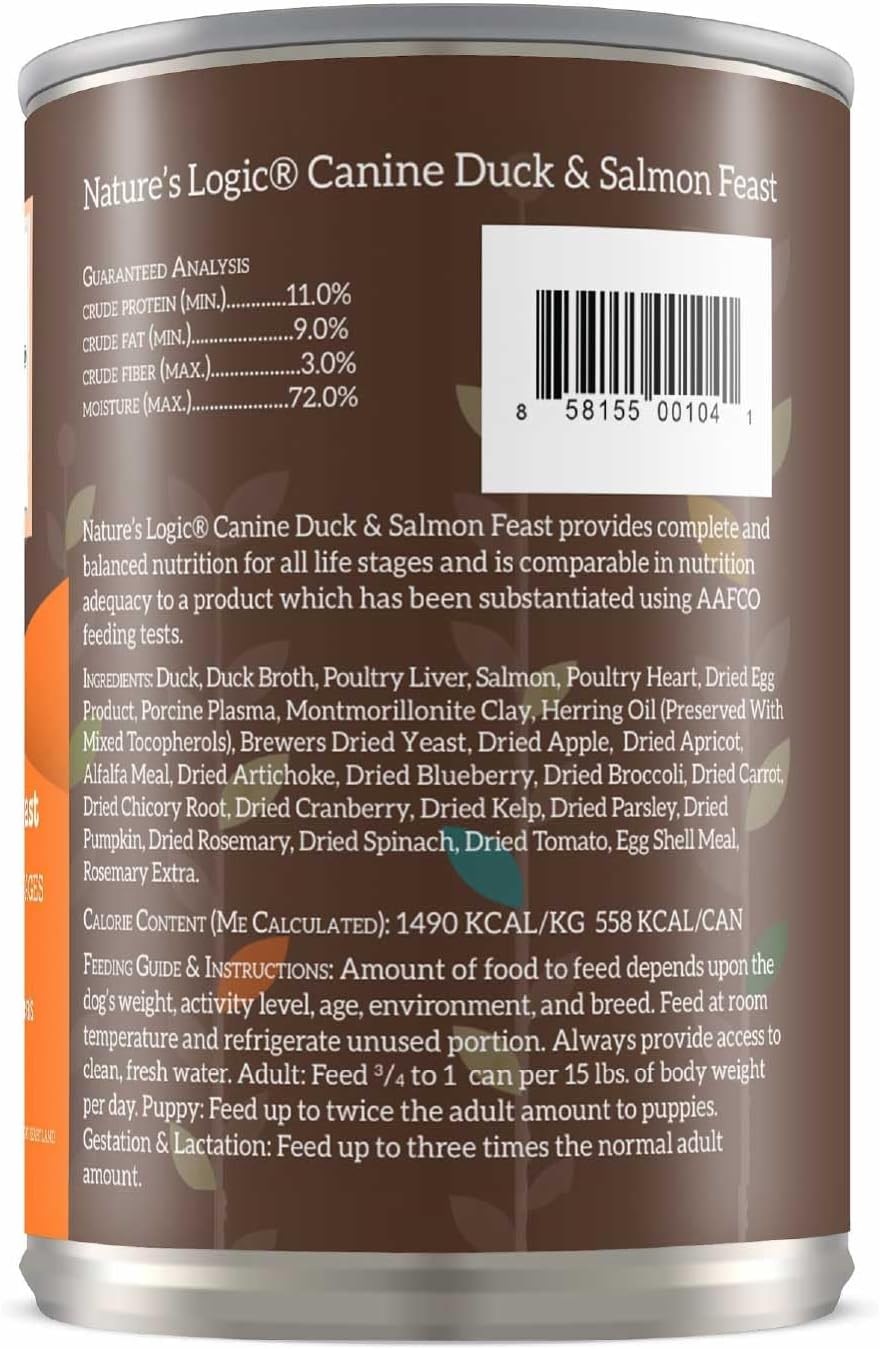 Nature&#39;s Logic Canine Duck &amp; Salmon Feast Canned Dog Food