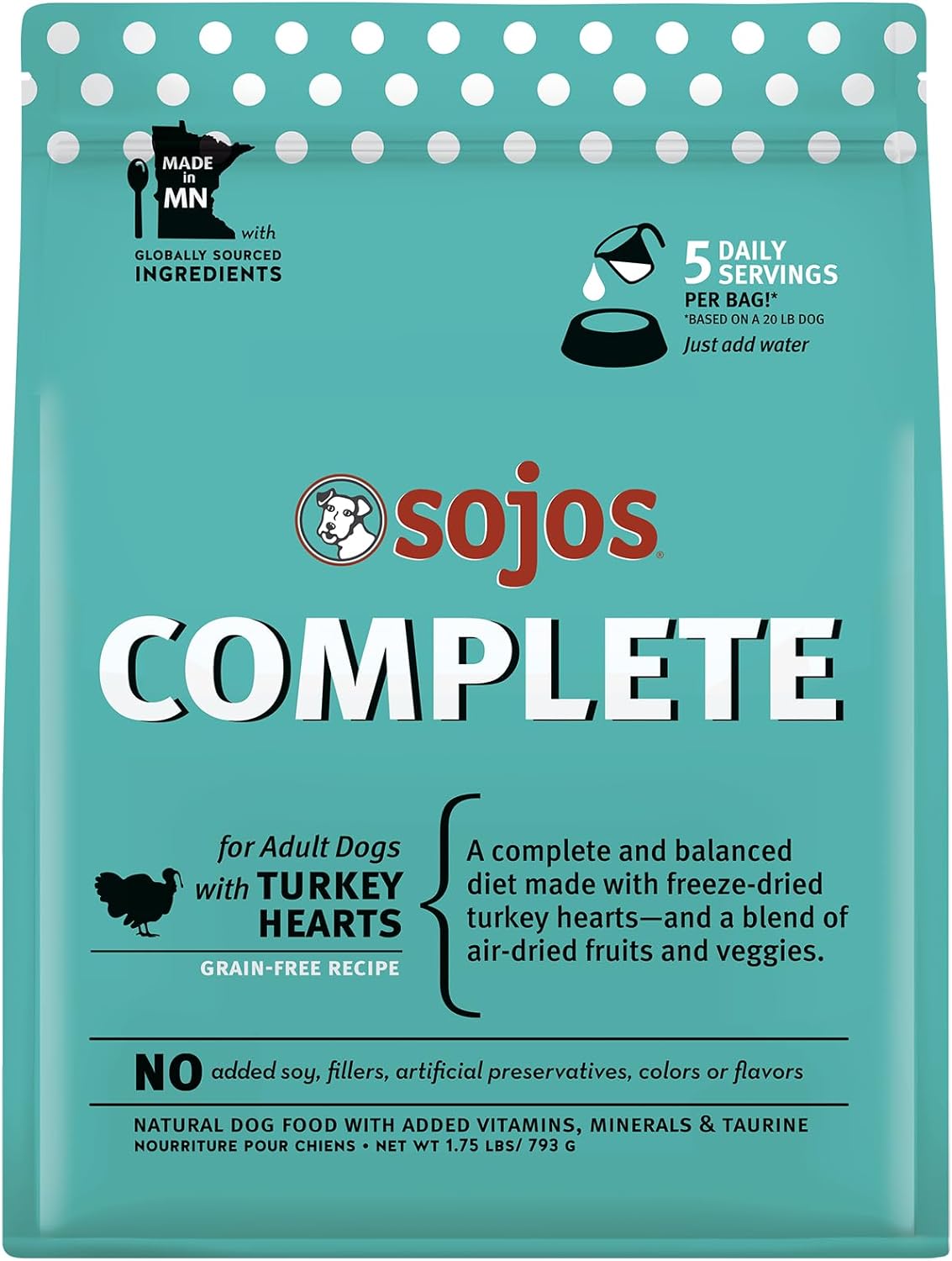 Sojos Freeze-Dried Raw Complete Turkey Dog Food