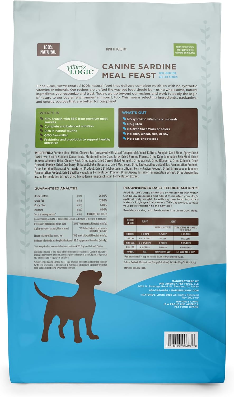 Nature&#39;s Logic Canine Sardine Meal Feast Dog Food