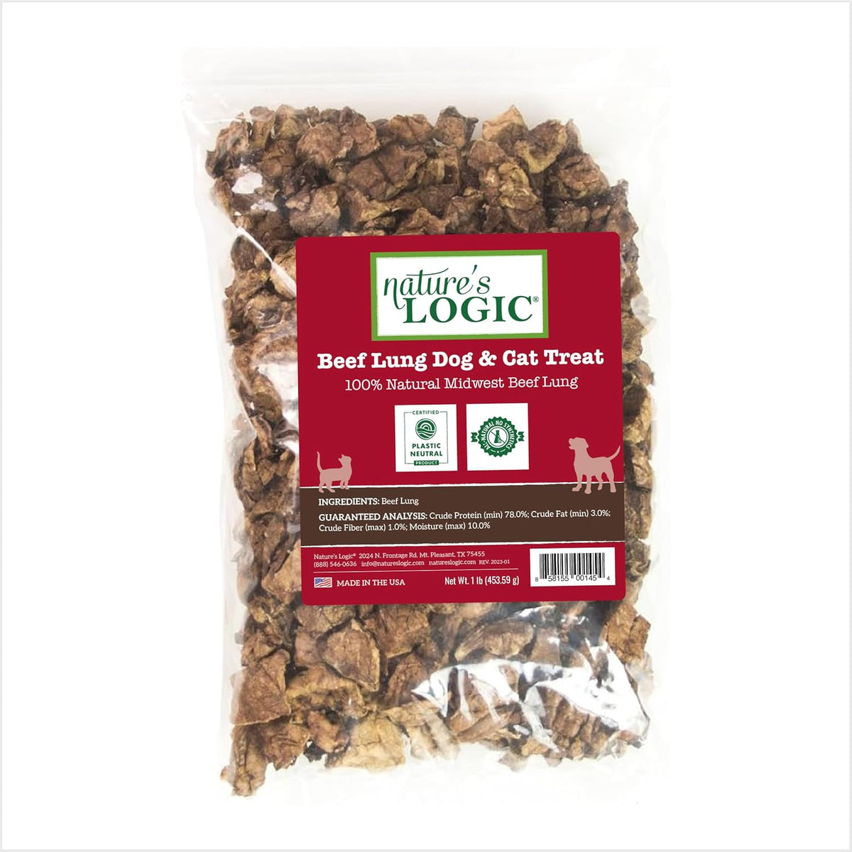 Nature&#39;s Logic Beef Lung Dog &amp; Cat Treats