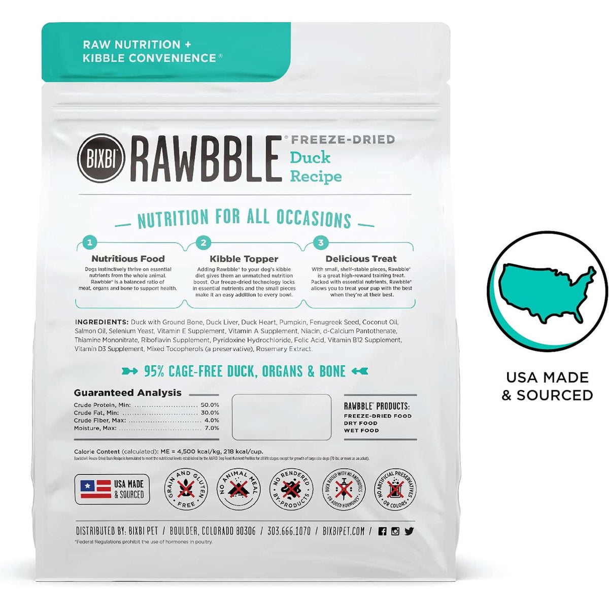 Bixbi Rawbble Freeze-Dried Duck Dog Food