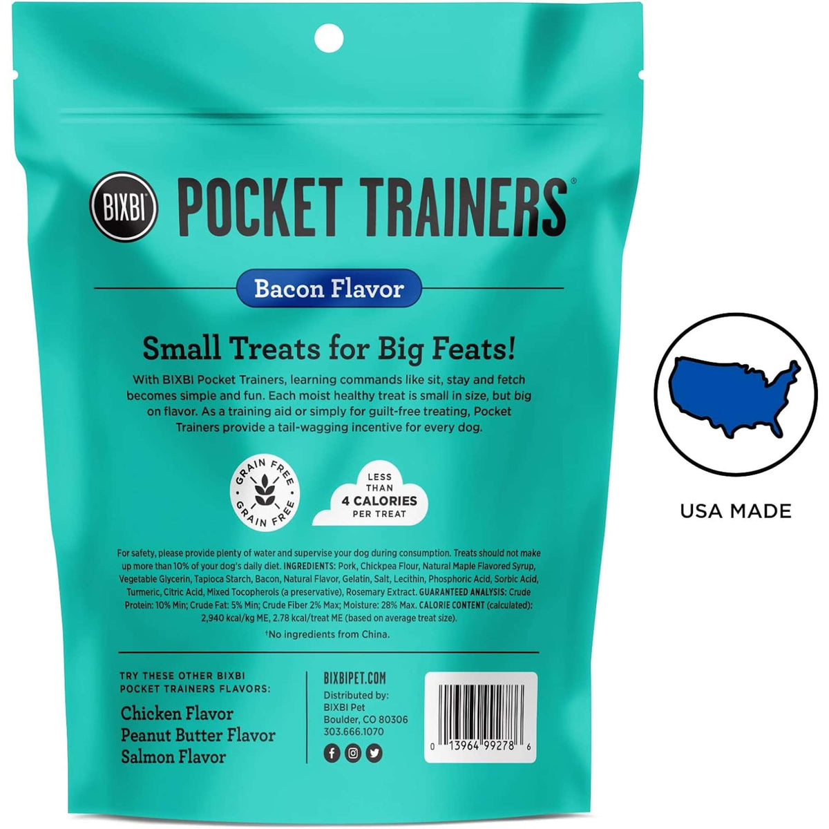 Bixbi Pocket Trainers Bacon Dog Treats
