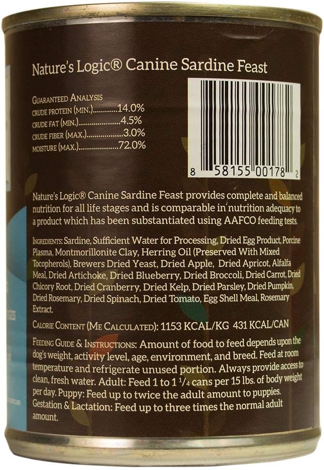 Nature&#39;s Logic Canine Sardine Feast Canned Dog Food