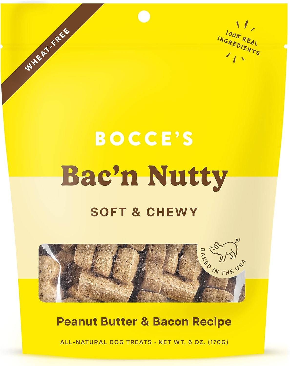 Bocce&#39;s Bakery Bac&#39;n Nutty Peanut Butter and Bacon Soft and Chewy Dog Treats