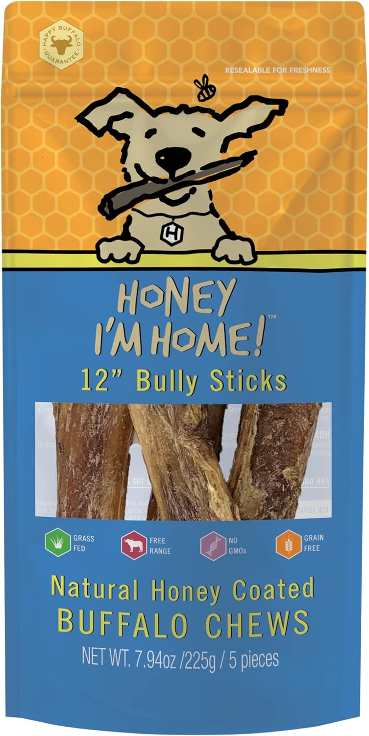 Honey I&#39;m Home! Water Buffalo Bully Sticks Dog Chews