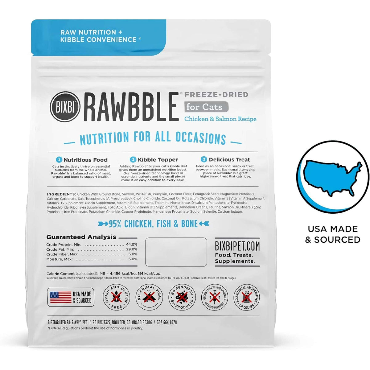 Bixbi Rawbble Freeze-Dried Grain Free Chicken &amp; Salmon Cat Food