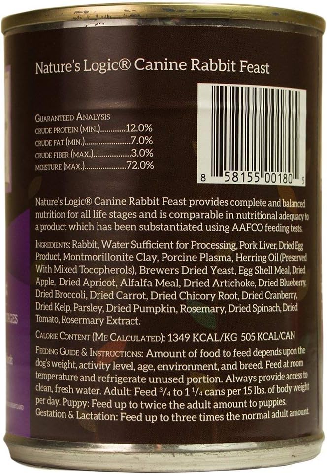Nature&#39;s Logic Canine Rabbit Feast Canned Dog Food