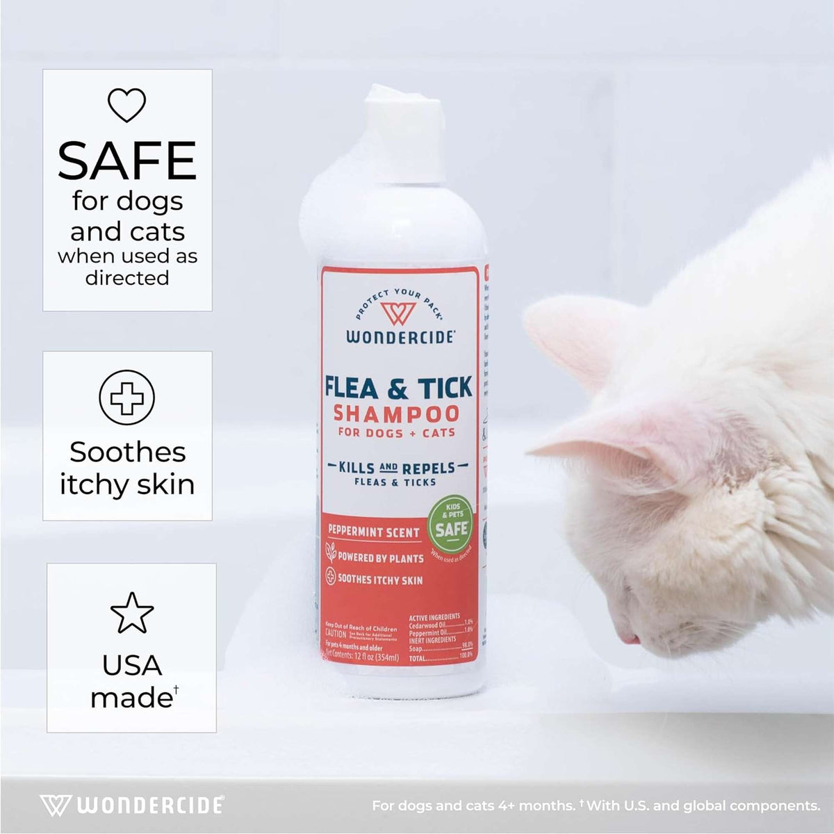 Wondercide Flea & Tick Shampoo Peppermint Scent for Dogs & Cats