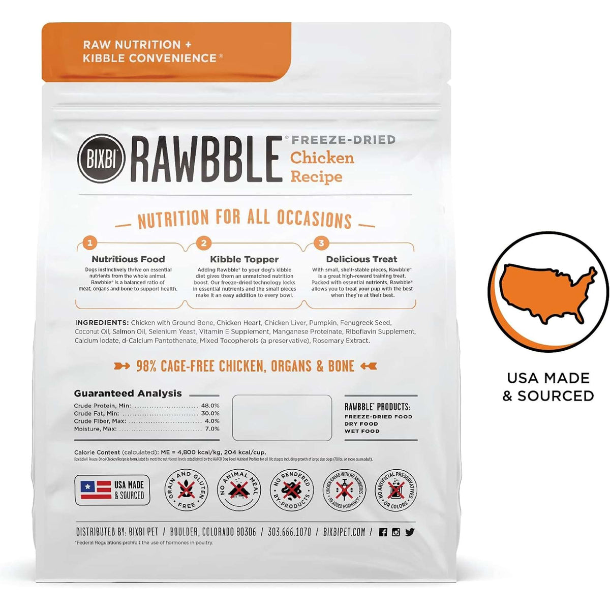 Bixbi Rawbble Freeze-Dried Chicken Dog Food
