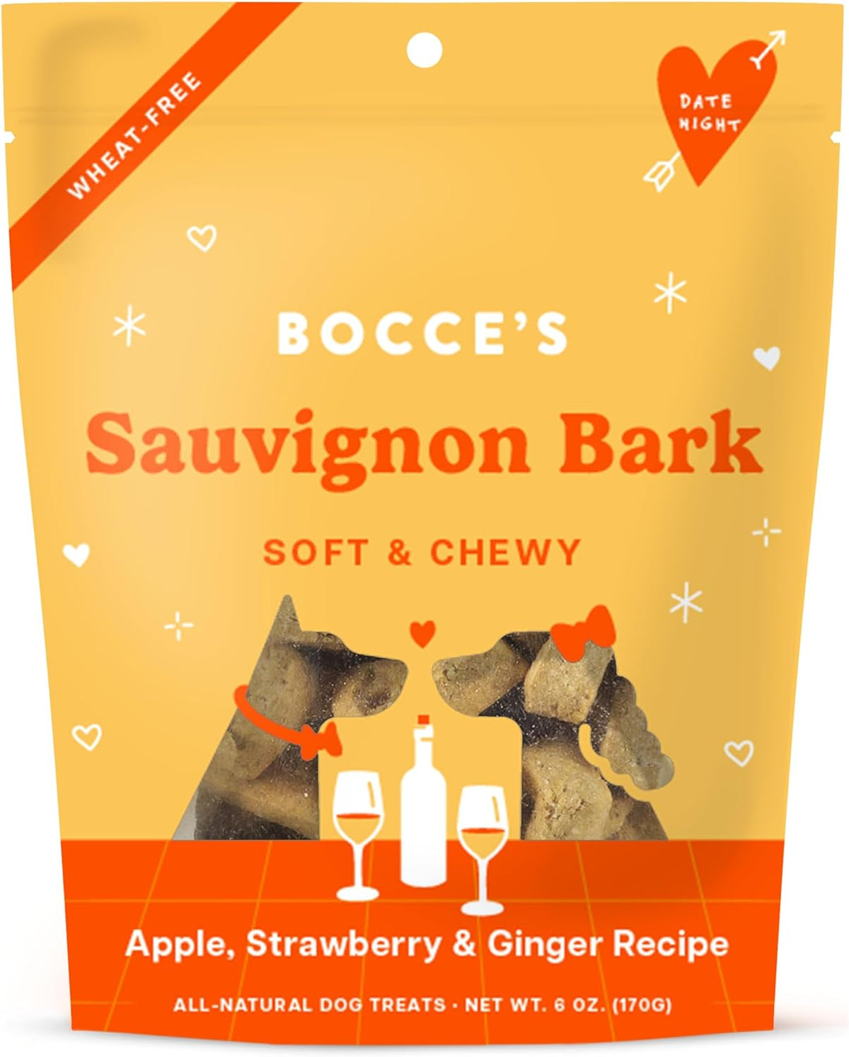 Bocce&#39;s Bakery Sauvignon Bank Apple, Strawberry &amp; Ginger Soft &amp; Chewy Dog Treats