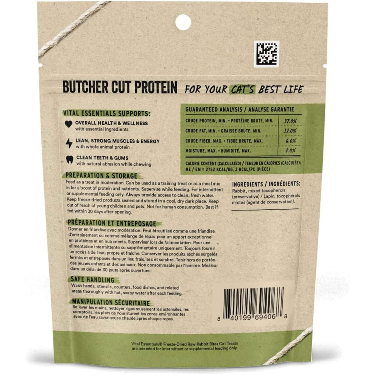 Vital Essentials Freeze-Dried Raw Rabbit Bites Cat Treats