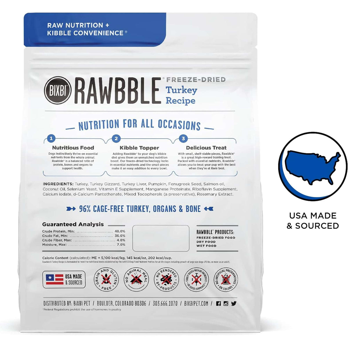 Bixbi Rawbble Freeze-Dried Turkey Dog Food