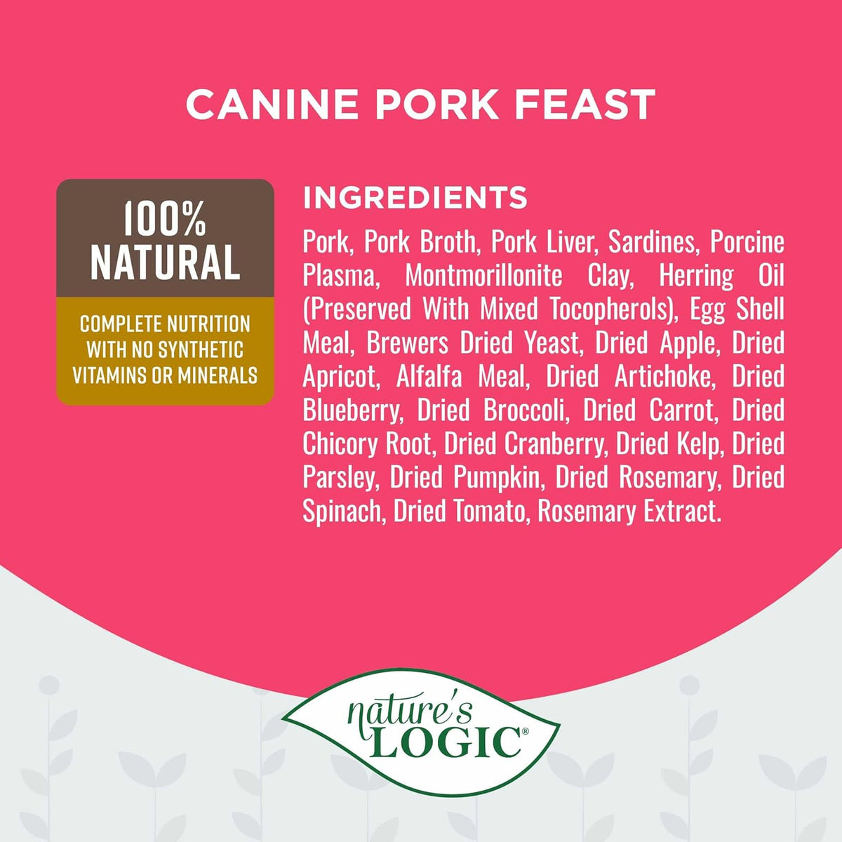 Nature&#39;s Logic Canine Pork Feast Canned Dog Food