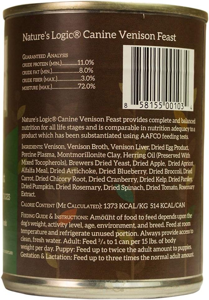 Nature&#39;s Logic Canine Venison Feast Canned Dog Food