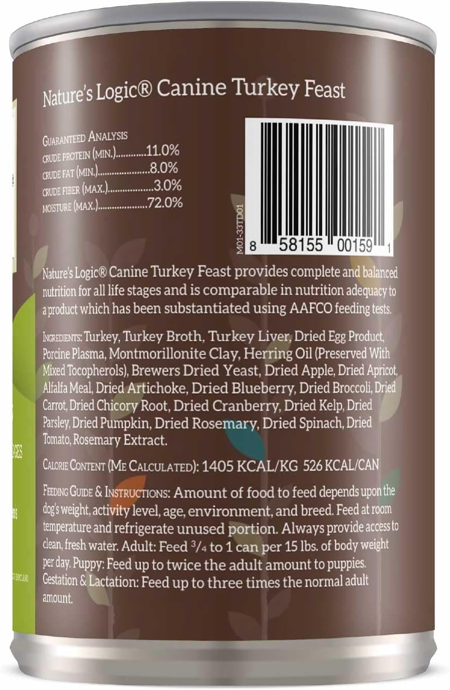 Nature&#39;s Logic Canine Turkey Feast Canned Dog Food
