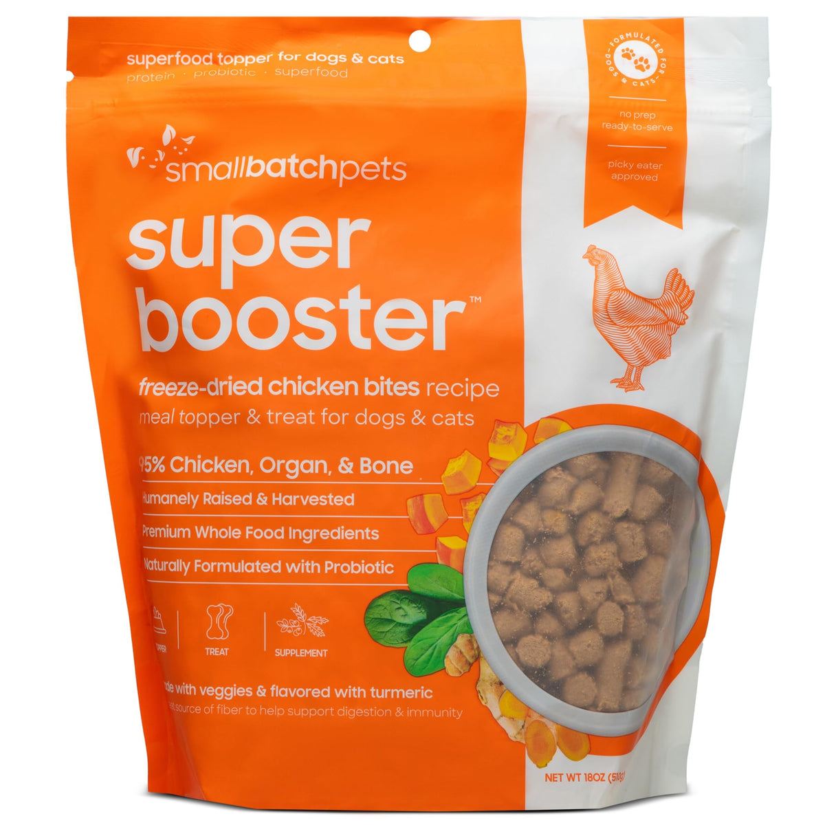 Small Batch Super Booster Freeze-Dried Chicken Bites Dog &amp; Cat Treats or Meal Topper